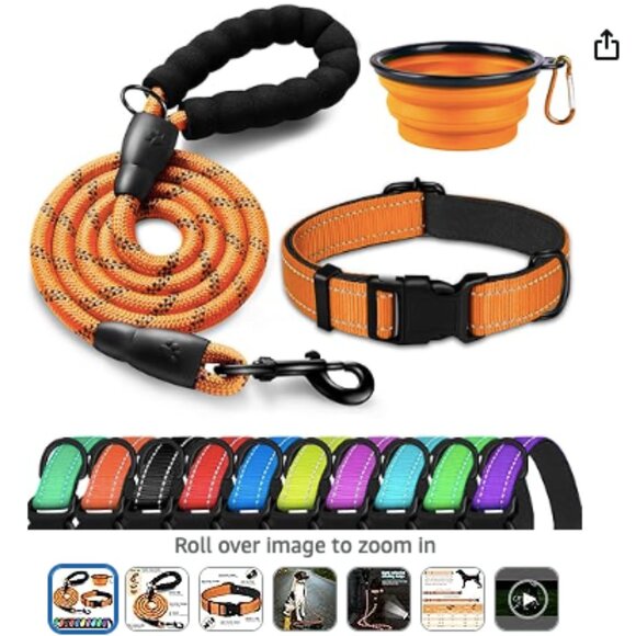 Dog Collar and Dog Leash– Soft Neoprene Padded,Reflective and Adjustable - Picture 1 of 1